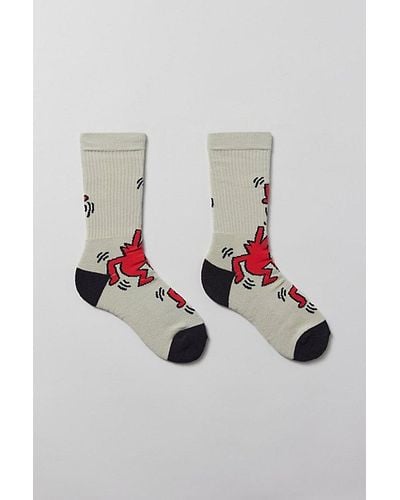 Urban Outfitters Keith Haring Dancing Dogs Crew Sock - Natural
