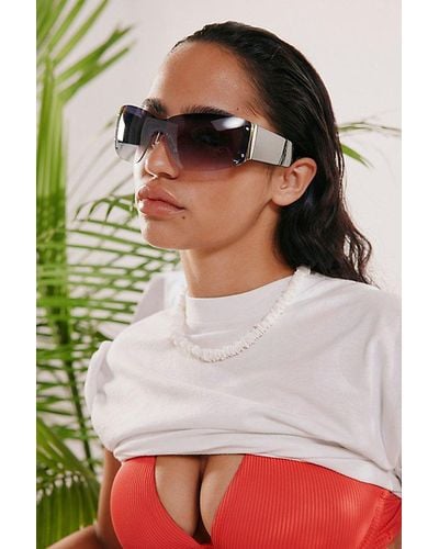 Urban Outfitters Brittney Y2K Shield Sunglasses - Grey