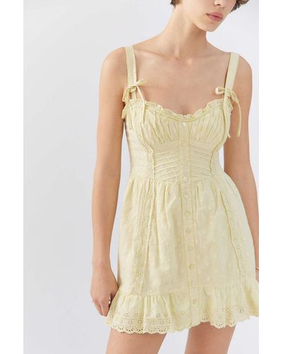 Urban Outfitters Uo Gretchen Lace Trim Mini Dress - Yellow