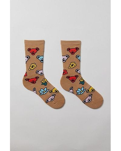 Urban Outfitters Grateful Dead Bear Icon Crew Sock - Natural
