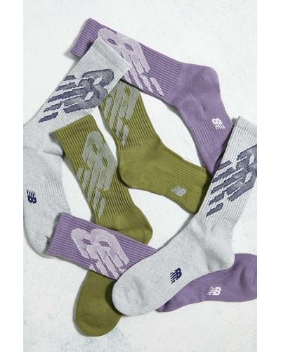 New Balance Grey, Khaki & Purple Big Logo Crew Socks 3-pack
