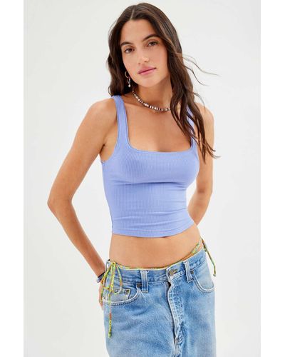 Urban Outfitters Uo Sweet Thing Ribbed Tank Top - Blue