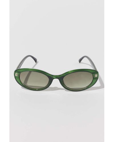 Urban Outfitters Brita Brushed Oval Sunglasses - Green
