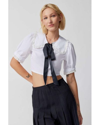 Kimchi Blue Piper Collared Blouse - Gray