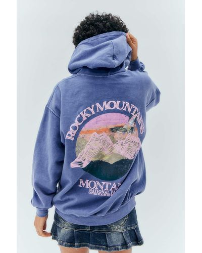Urban Outfitters Uo Blue Rocky Mountains Hoodie