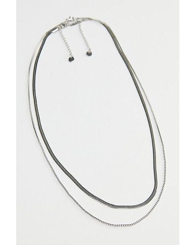 Urban Outfitters Layered Snake Chain Stainless Steel Necklace - White