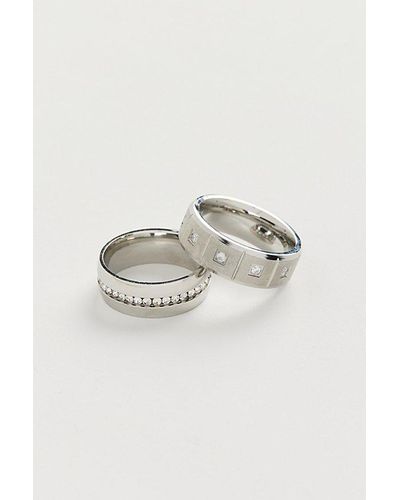Urban Outfitters Carlo Stainless Steel Ring Set - Metallic