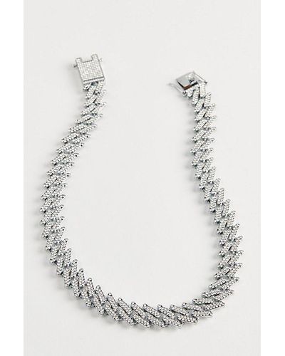 Urban Outfitters Iced Razor Chain Necklace - White