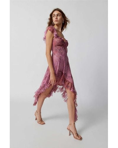 Urban Outfitters Uo Hyacinth Lace Spliced Midi Dress - Red