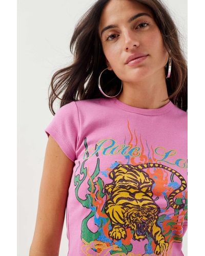 Urban Outfitters Pure Love Tiger Baby Tee - Pink