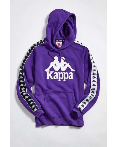 Kappa Banda Pullover Black Hoodie Sweatshirt - Purple