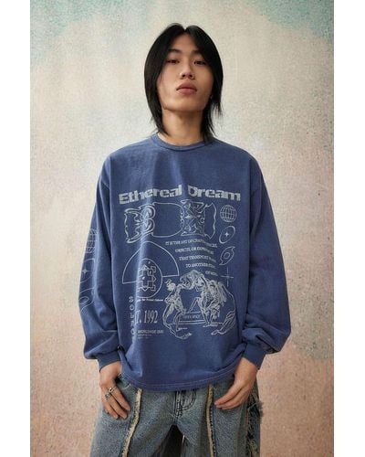 Urban Outfitters Uo Blue Ethereal Dreams Long-sleeved T-shirt