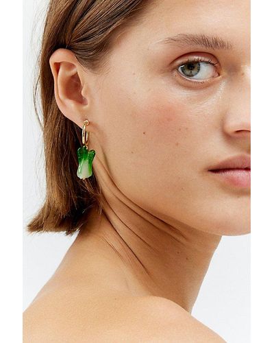 Urban Outfitters Glass Bok Choy Charm Hoop Earring - Brown