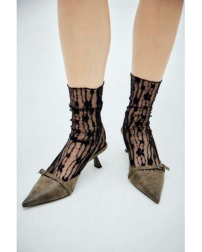 Out From Under Lace Slouch Socks - Black