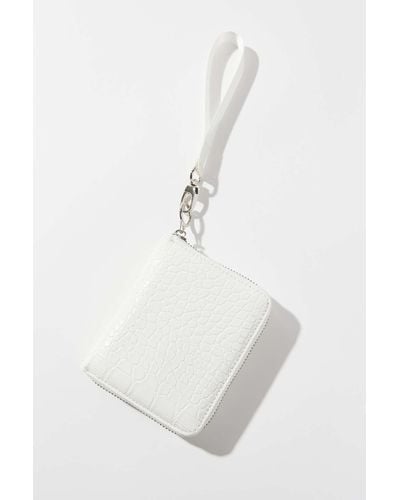 Urban Outfitters Uo Croc-embossed Slim Wristlet Wallet - White