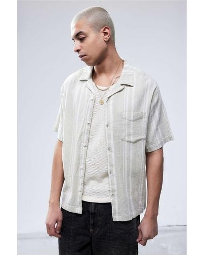 Urban Outfitters Uo Ecru Stripe Crinkle Shirt - White