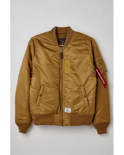 Alpha Industries Ma-1 Mod Flight Jacket In Honey,at Urban Outfitters - Metallic