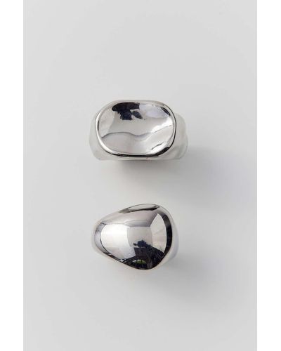 Urban Outfitters Jude Statement Ring Set In Silver,at - Grey