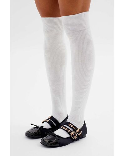Urban Outfitters Ribbed Thigh High Sock - White
