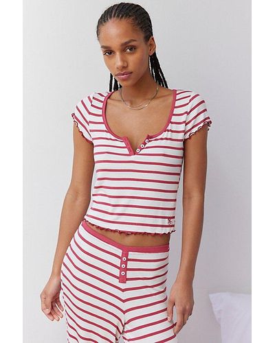 Out From Under Sweet Dreams Ahoy Stripe Baby Tee - Red