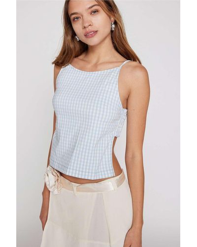 Kimchi Blue Little Lies Gingham Apron Top - White