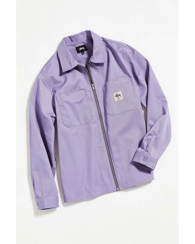 Stussy Zip-up Work Shirt - Purple
