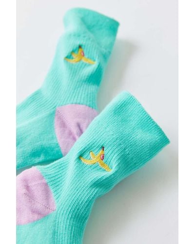 Happy Socks Ribbed Embroidery Banana Break Sock - Blue