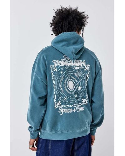 Urban Outfitters Uo Teal Travel Through Space Hoodie - Blue