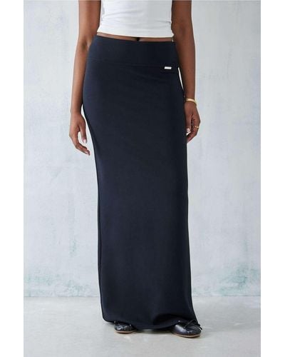Urban Outfitters Uo Peachy Ponte Column Maxi Skirt - Black