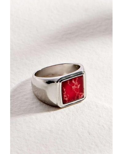 Urban Outfitters Uo Plated Square Stone Ring - White