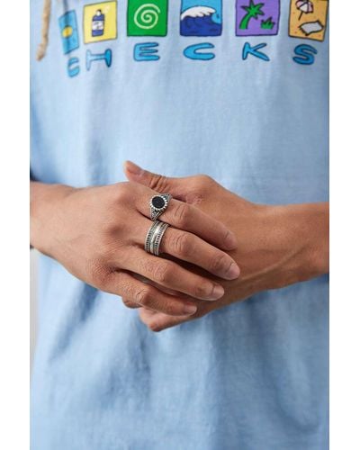 Urban Outfitters Black Enamel Ring 2-pack - Blue