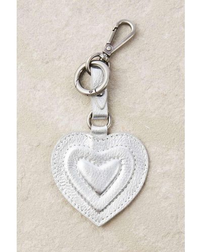 Urban Outfitters Leather Heart Keyring - Natural