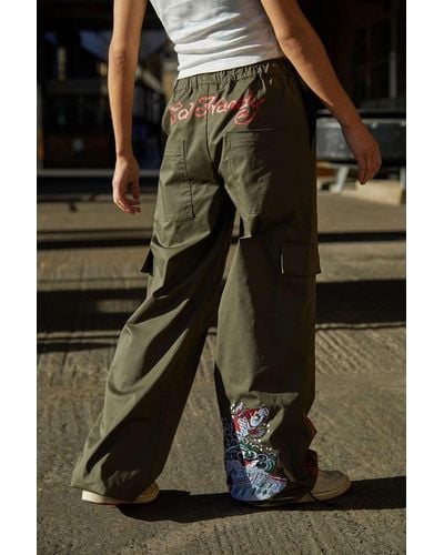 Ed Hardy Uo Exclusive Khaki Cargo Trousers - Multicolour