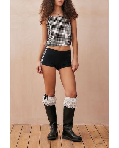 Out From Under Ruffle & Bow-topped Knee High Socks - Black