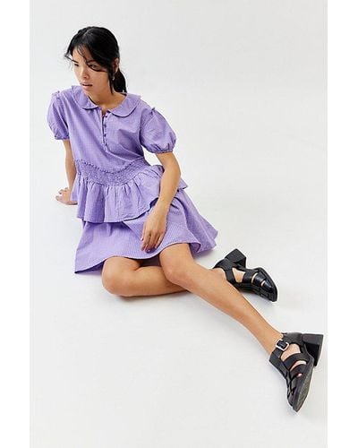 Urban Outfitters Uo Claire Ruffled Babydoll Mini Dress - Purple