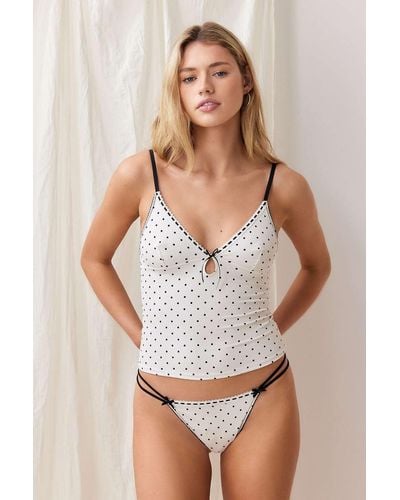 Out From Under Je T'aime Spotty Tanga Thong - White