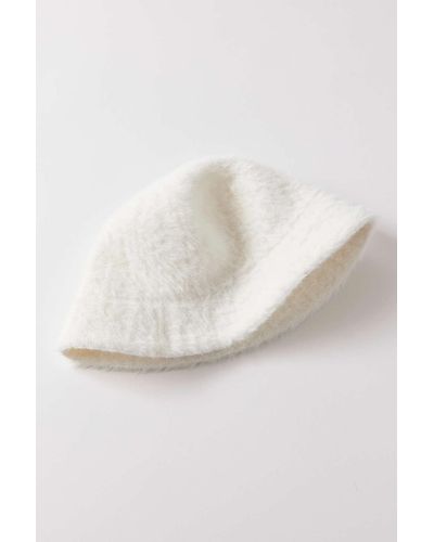 Urban Outfitters Juno Fuzzy Bucket Hat - White