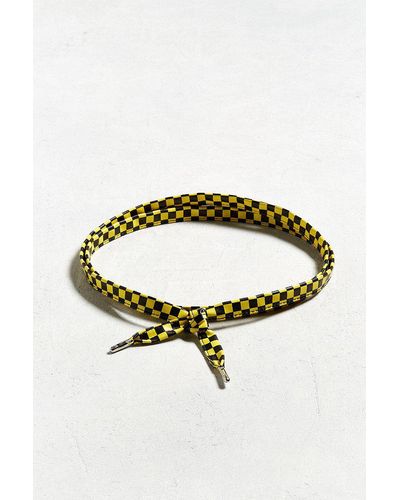 Urban Outfitters Uo Checkered Extra Long Shoelace Belt - Yellow