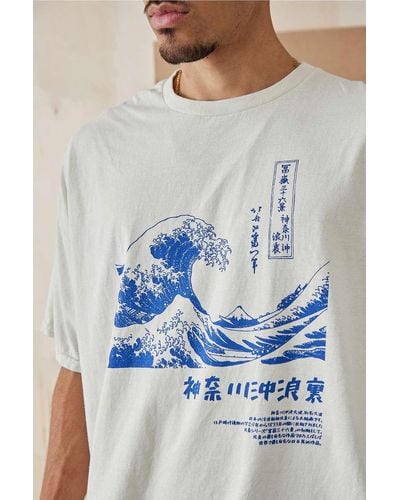 Urban Outfitters Uo - t-shirt mit the great wave"-grafik - Blau