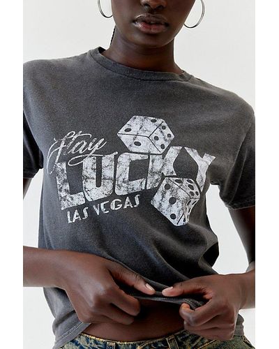 Urban Outfitters Stay Lucky Shrunken Tee - Gray