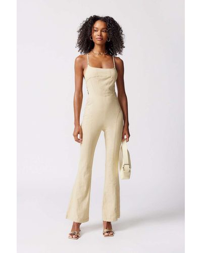 Urban Outfitters Uo Chandler Linen Strappy-back Jumpsuit - Natural