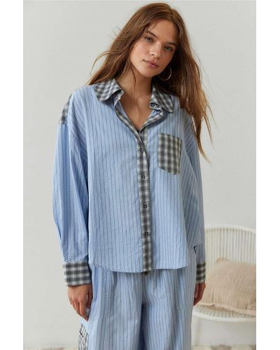 Out From Under Noah Oversized Pyjama Shirt - Blue