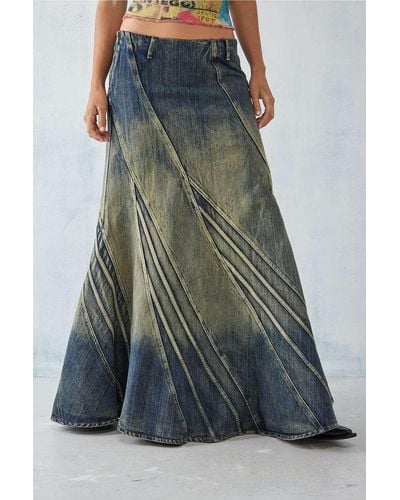 Jaded London Celadon Denim Maxi Skirt - Multicolour