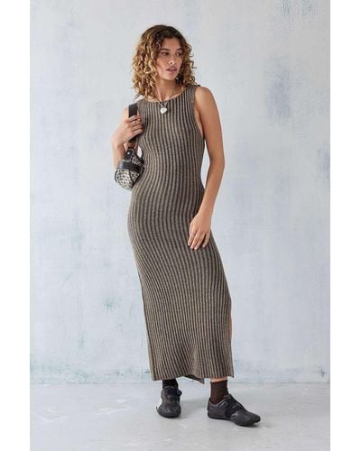 Urban Outfitters Uo Tate Ribbed Knit Column Maxi Dress - Grey