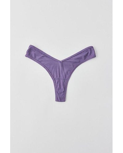 Out From Under Ribbed V Thong - Purple