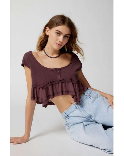 Urban Outfitters Uo Baily Layered Babydoll Top - Brown