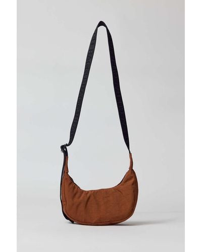 BAGGU Uo Exclusive Mini Nylon Crescent Bag In Brown,at Urban Outfitters - White