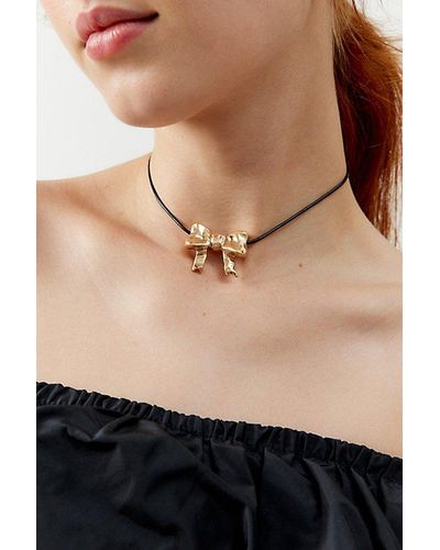 Urban Outfitters Hammered Bow Corded Necklace - Black