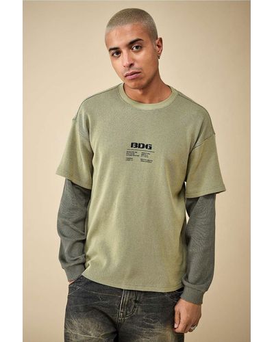 BDG Strukturiertes t-shirt mit zwei lagen - Grün