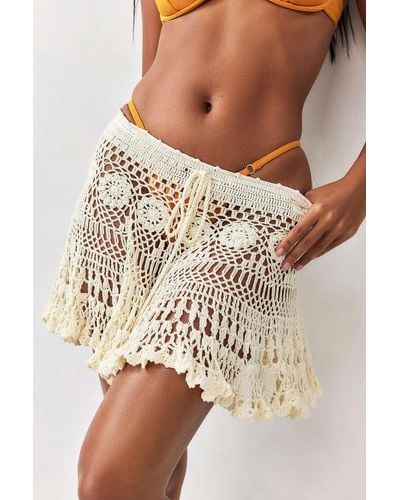 Out From Under Crochet Floral Mini Skirt - Natural